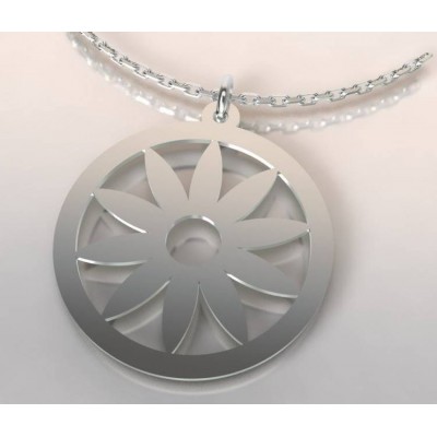Collier créateur en argent pour femme - Pendentif Tournesol - Lyn&Or Bijoux